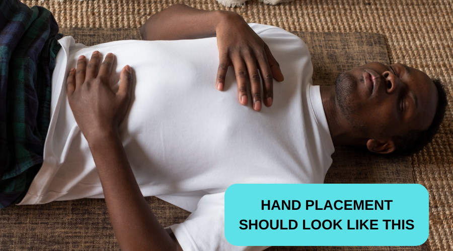 Diaphragmatic breathing exercise example for hand positioning