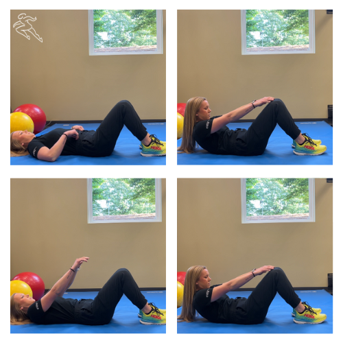 Woman laying on the floor demonstrating the crunch exercise